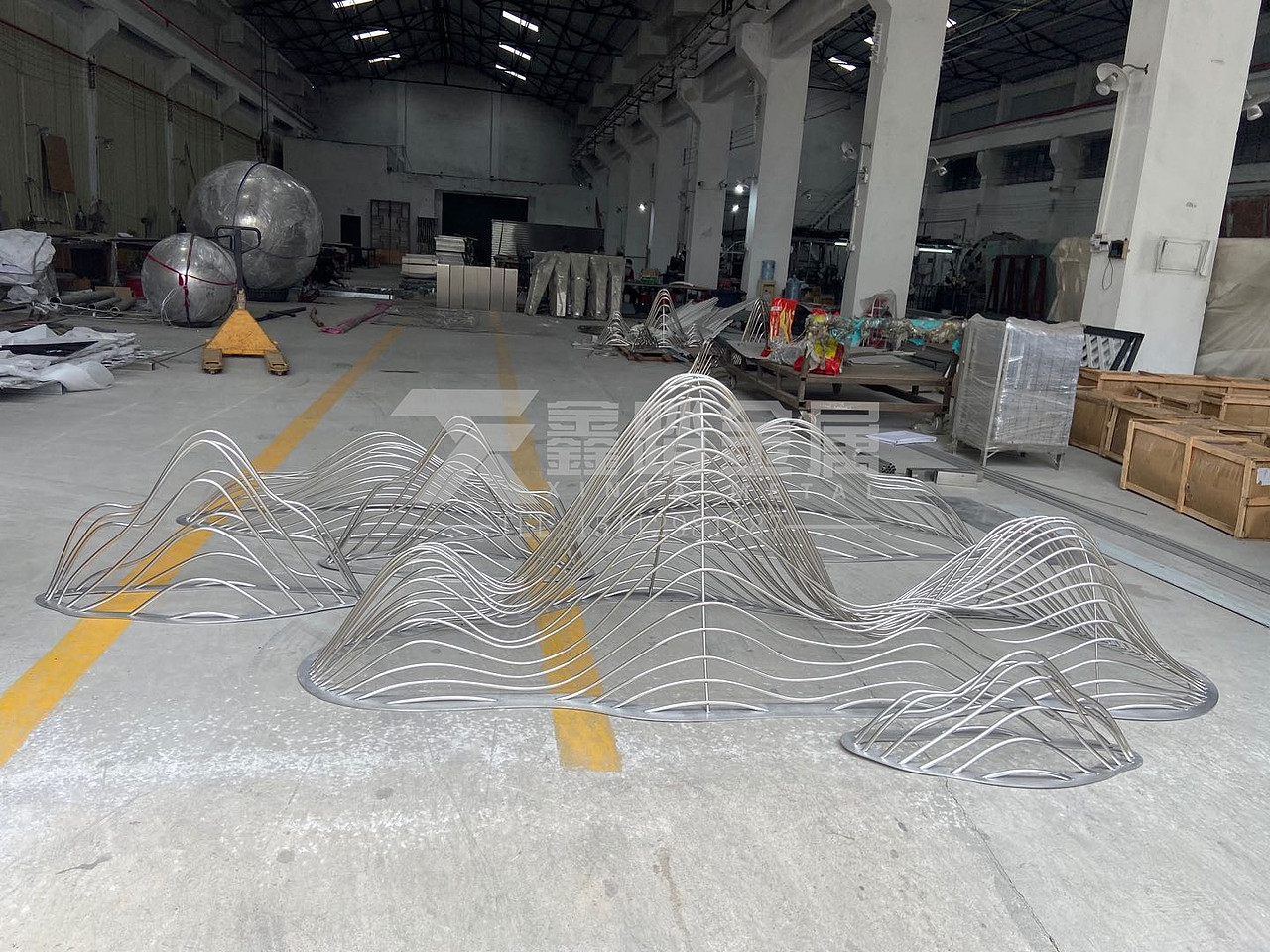 水景不锈钢圆管山形雕塑、意境小品雕塑抽象非凡艺术图