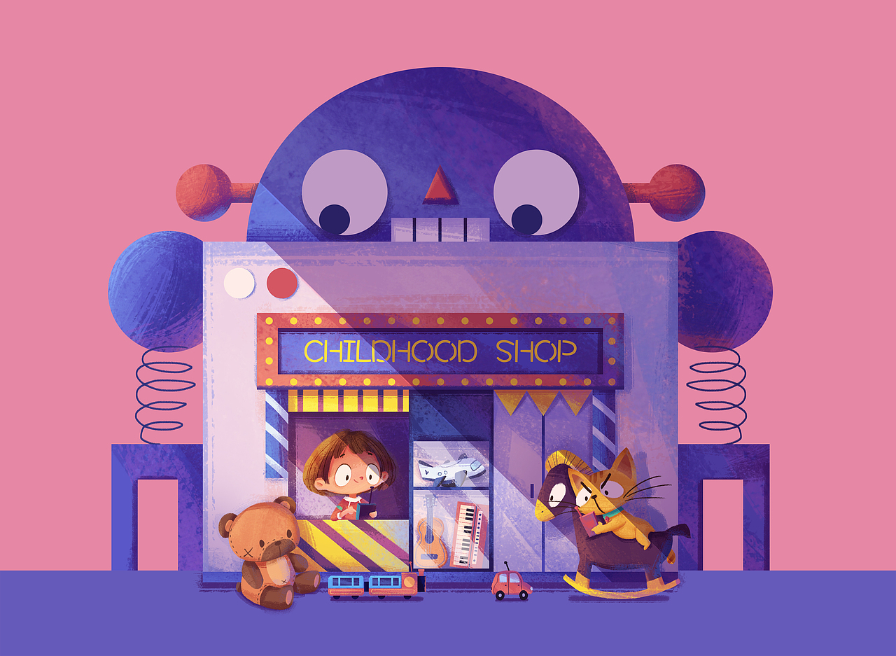 玩具店的背景色选择困难于是有了这张