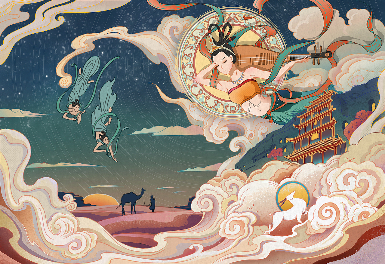 渣渣画手的练习:梦见敦煌