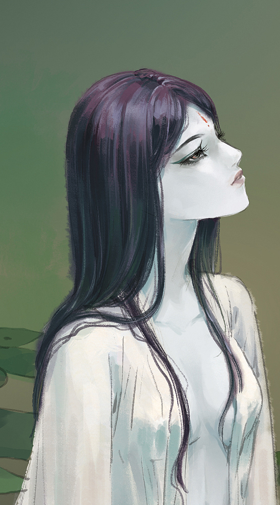 《鹤女望天》绘制过程图（图ZMTIxNDM3MTI=） - 创作习作 - 站酷设计师詹詹詹小花原创素材 - 站酷ZCOOL