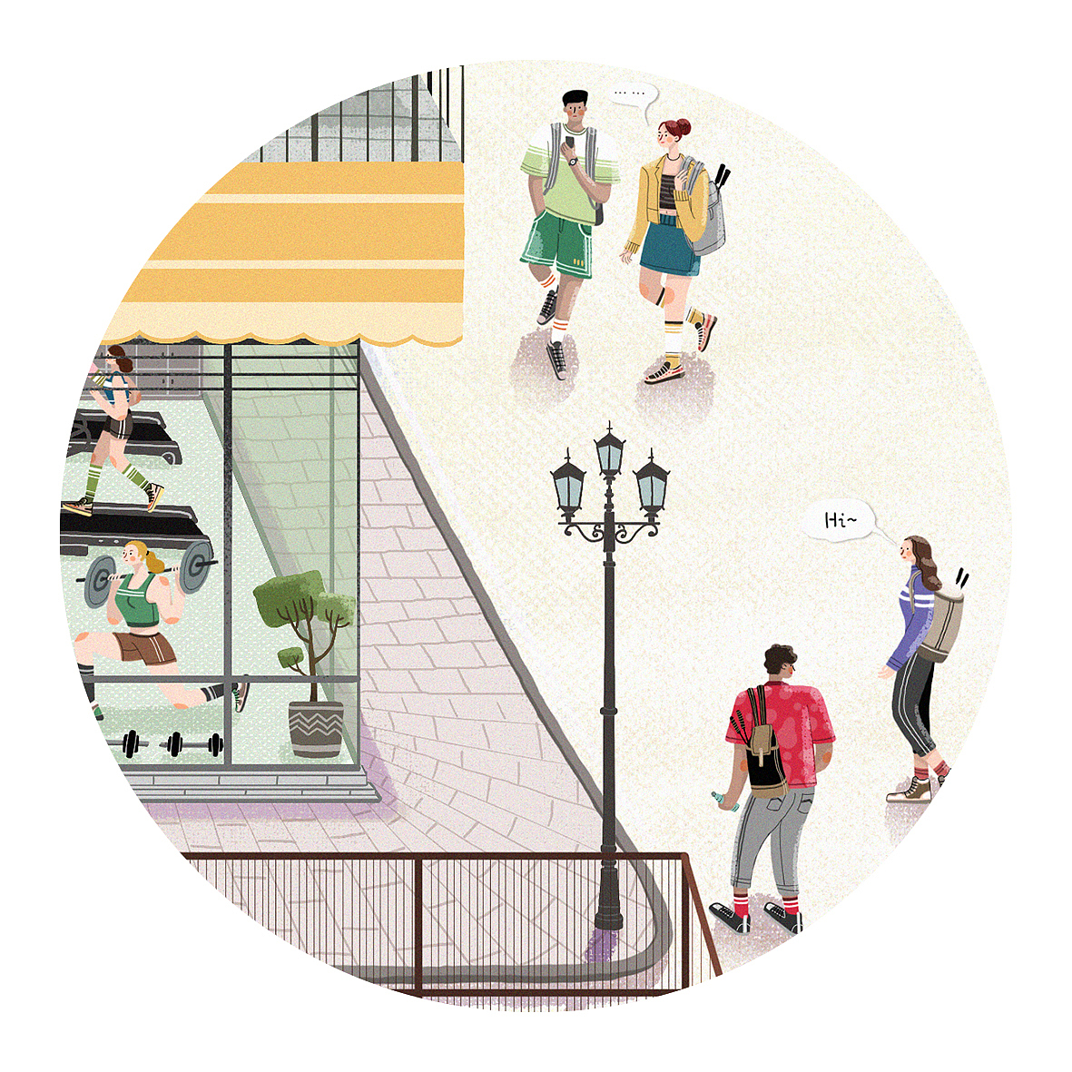 与鱼YUYU商业插画12时辰运动长图