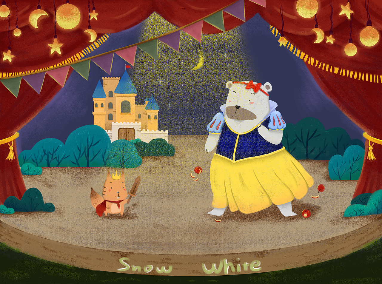 剧团表演-白雪公主（图ZMTk3ODM0OTA4） - 儿童插画 - 站酷设计师yuki兔原创素材 - 站酷ZCOOL