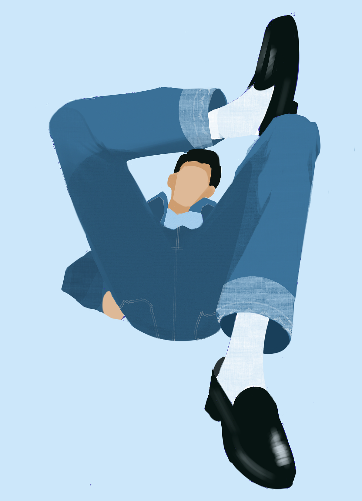 穿牛仔衣放松的青年