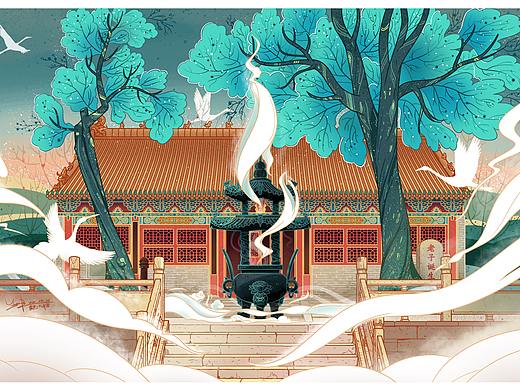国风插画——鹿邑太清宫太极殿