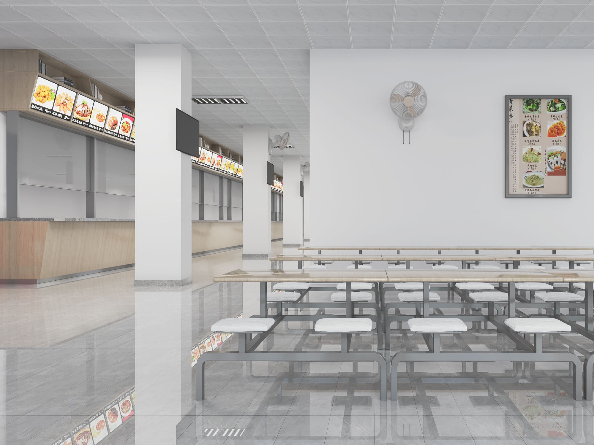 食堂二层室内设计效果图|空间|家装设计|大大大脑袋 - 原创作品 - 站酷 (ZCOOL)