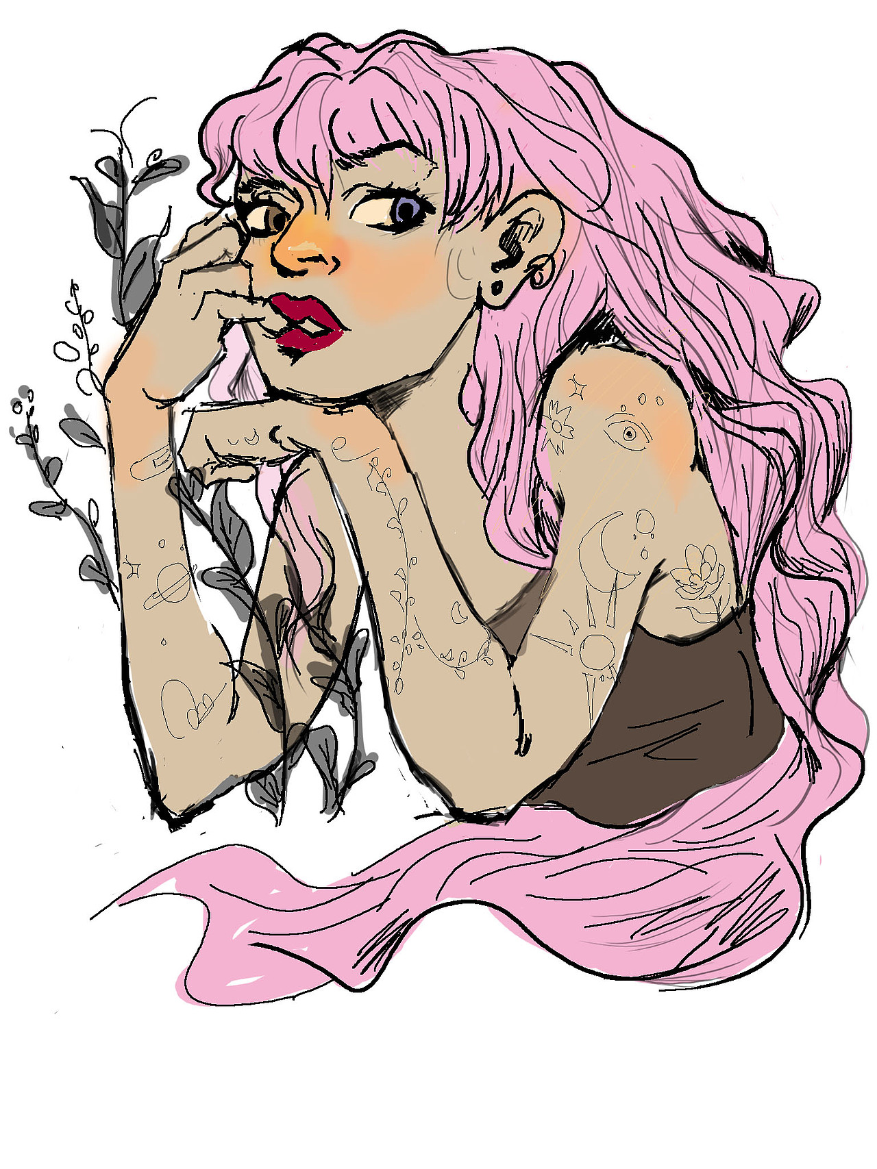 卷发女女（图ZMTY3ODQ5Mzc2） - 新锐潮流插画 - 站酷设计师乔乔鸭原创素材 - 站酷ZCOOL