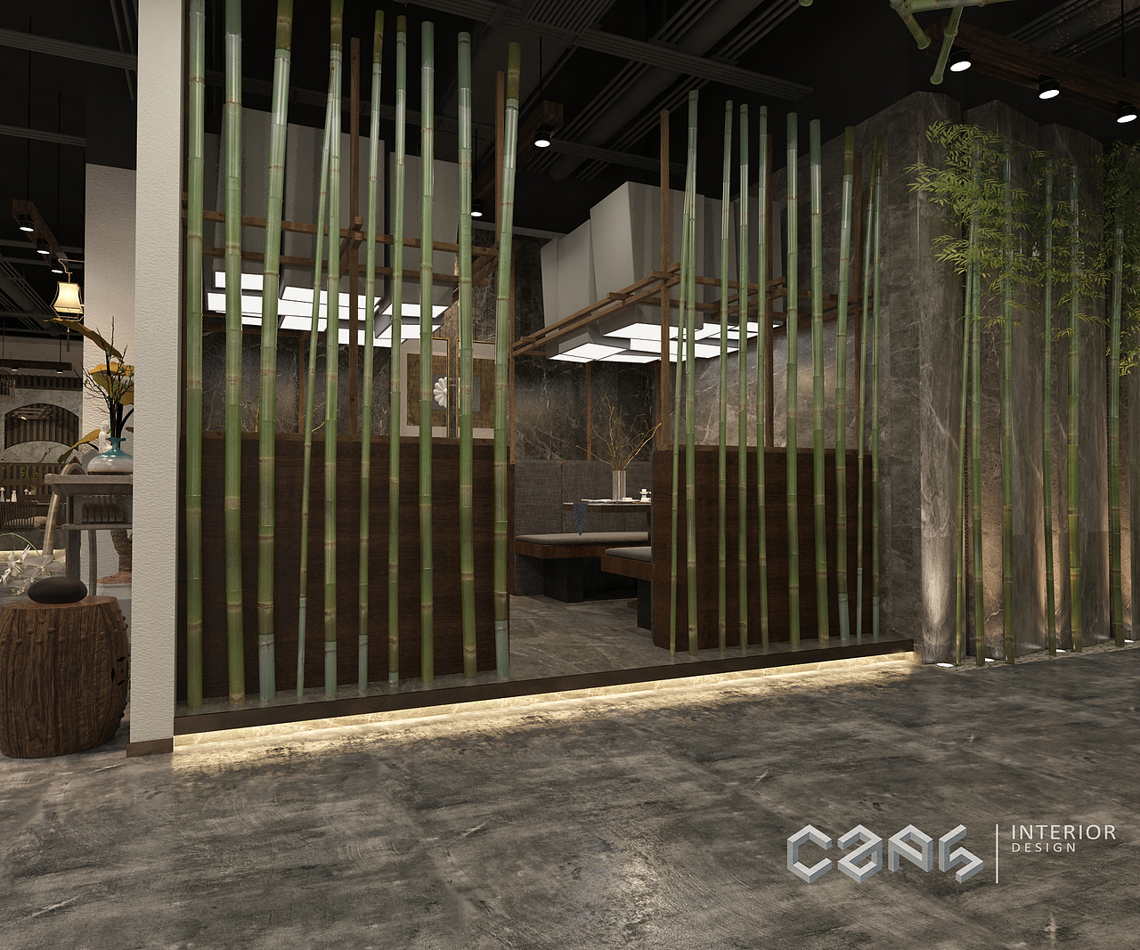 古典园林建筑的室内,往往不用封闭的隔墙,而用半透空“槅扇”或全通透的“罩”作为分割,甚至有些客厅、书房,用博古架作为划分空间的手段,点缀盆景古玩,使空间倍增典雅之情。