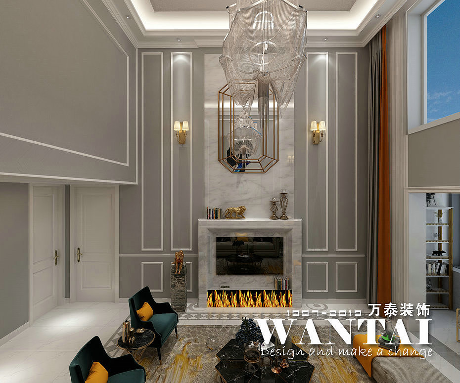 泰安五矿万境水岸206㎡美式轻奢装修效果图-牛嘉伟（图ZMTQ2MDczMjYw） - 家装设计 - 站酷设计师泰安小丁装修原创素材 - 站酷ZCOOL