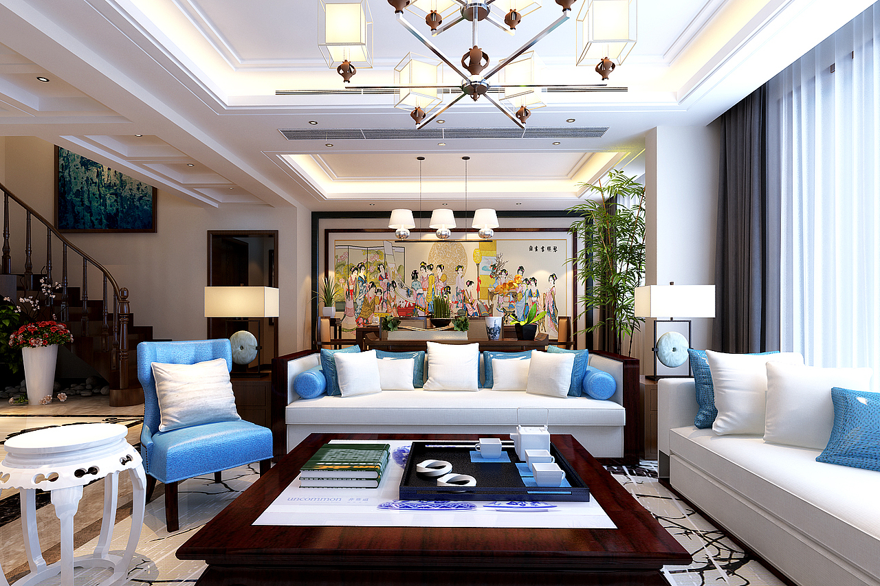 邹城祥生群贤府210平复式装修效果图——济宁设计师