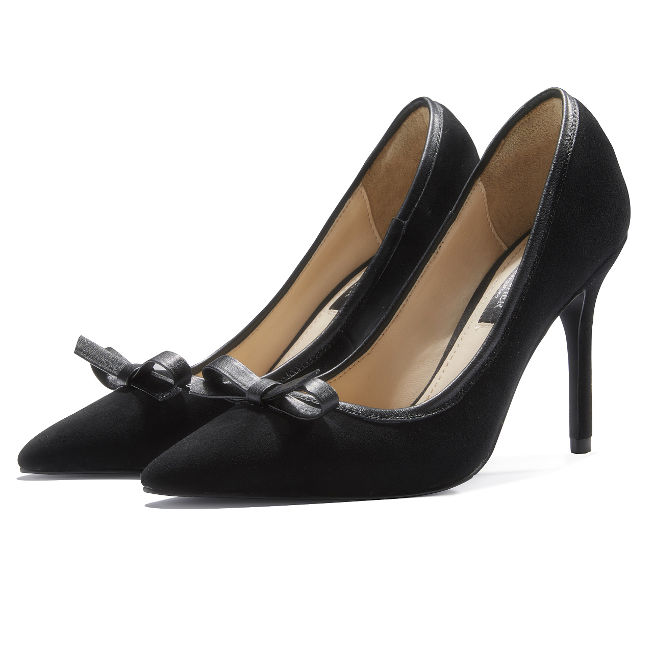 女鞋黑色绒布高跟鞋