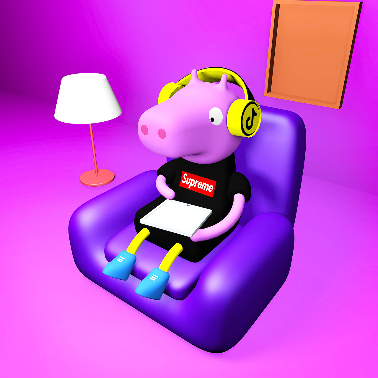 学了那么久的c4d第一次画的小猪佩奇