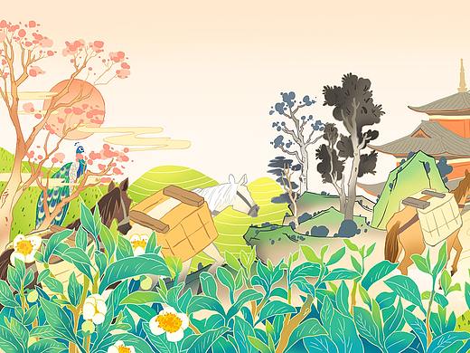 云南老马帮——“马上有茶”包装插画