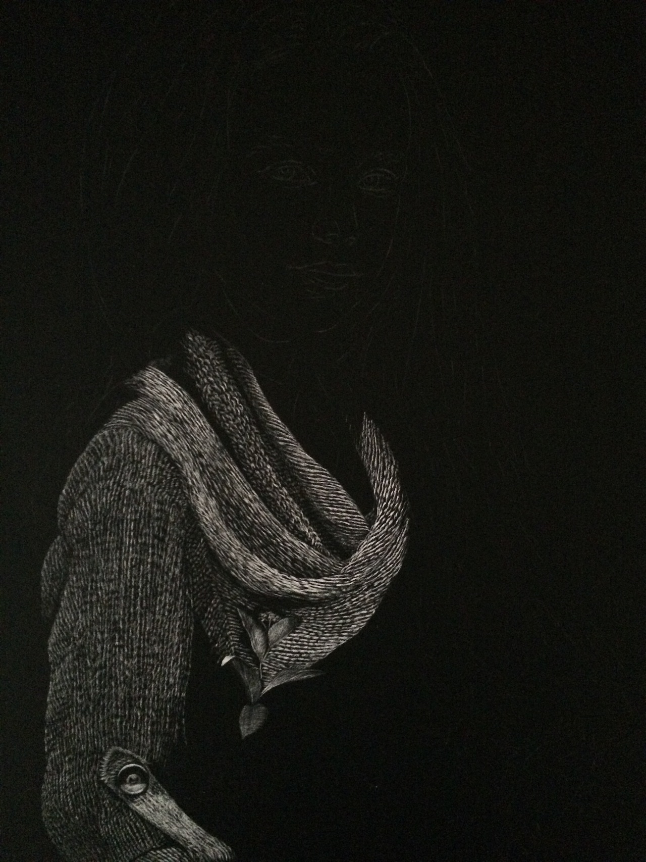 李子哥刮画作品《芳华》