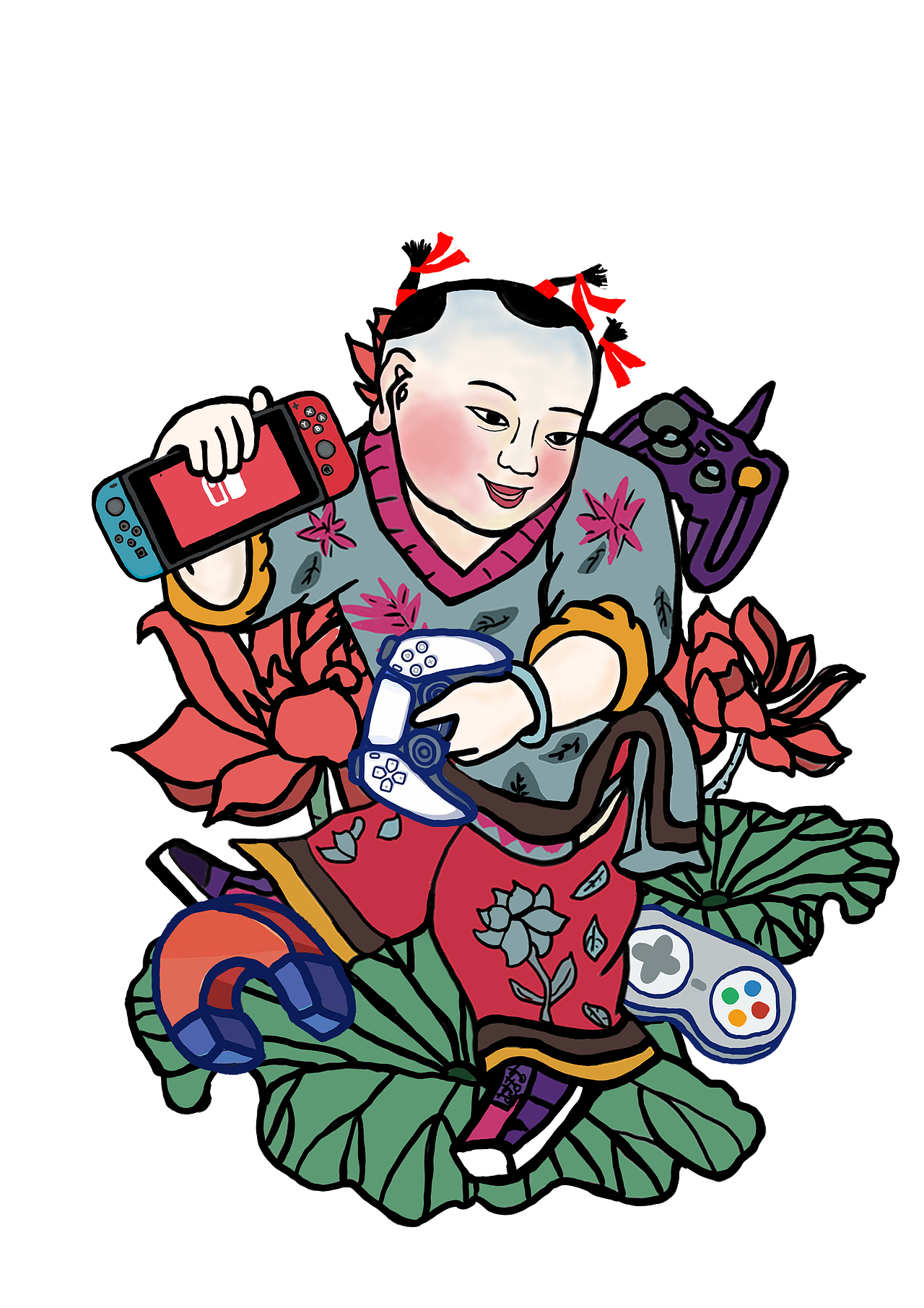 “潮流娃仔”杨柳青年画娃娃文创产品设计（图ZMjYwMzUyNTY0） - 图案 - 站酷设计师嘻嘻嘻番薯干原创素材 - 站酷ZCOOL