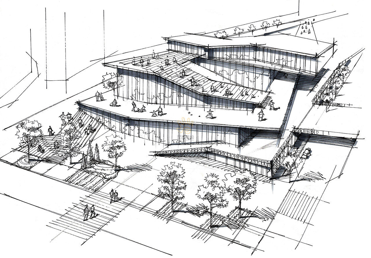 25例环艺建筑景观手绘透视线稿图（图ZMTUwMjU5OTY4） - 文案/策划 - 站酷设计师汉武手绘原创素材 - 站酷ZCOOL