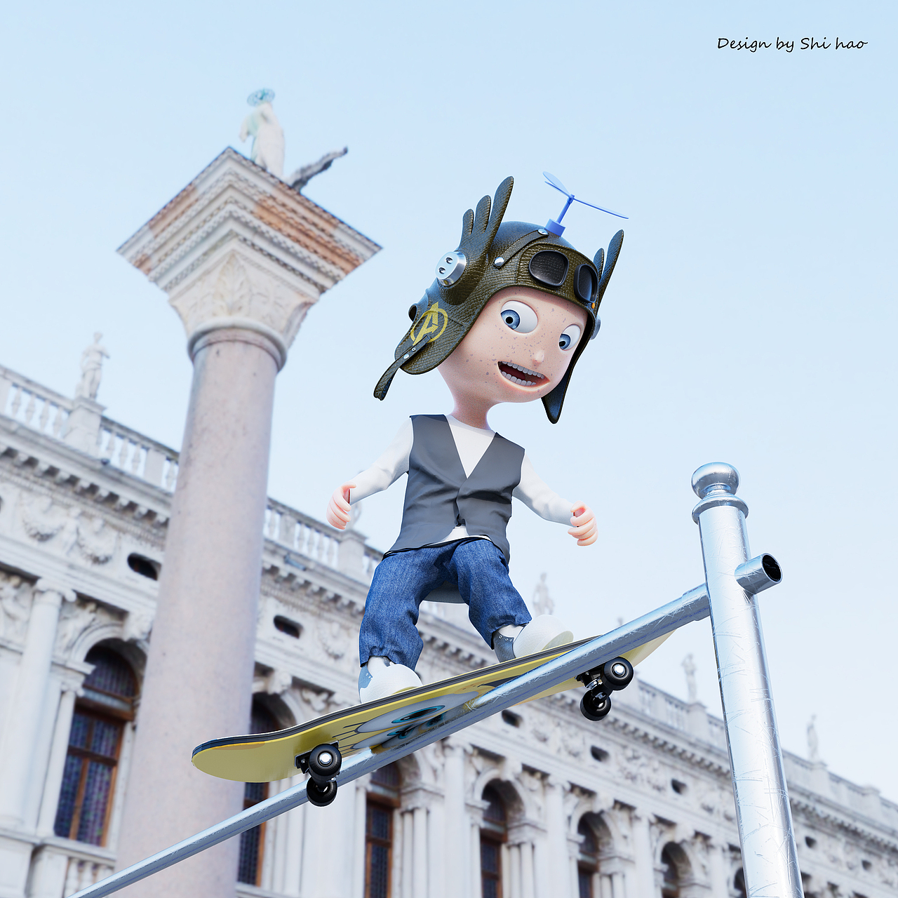 使用C4D建模+MD做服装=玩滑板的飞行员🧑‍✈️（图ZMzIxMzQ1MDY4） - 人物/生物 - 站酷设计师十号C4D玩家原创素材 - 站酷ZCOOL