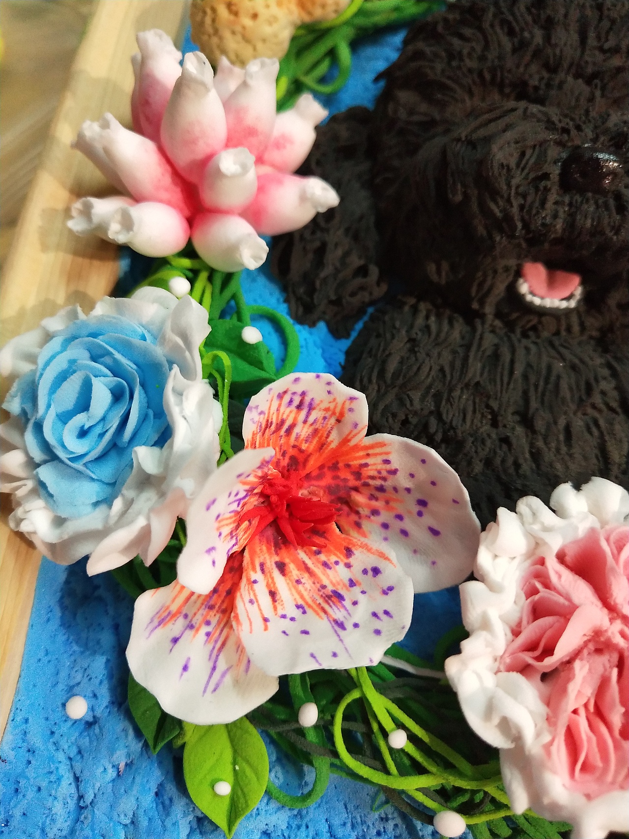 安小染手作 粘土狗狗花艺浮雕框作品