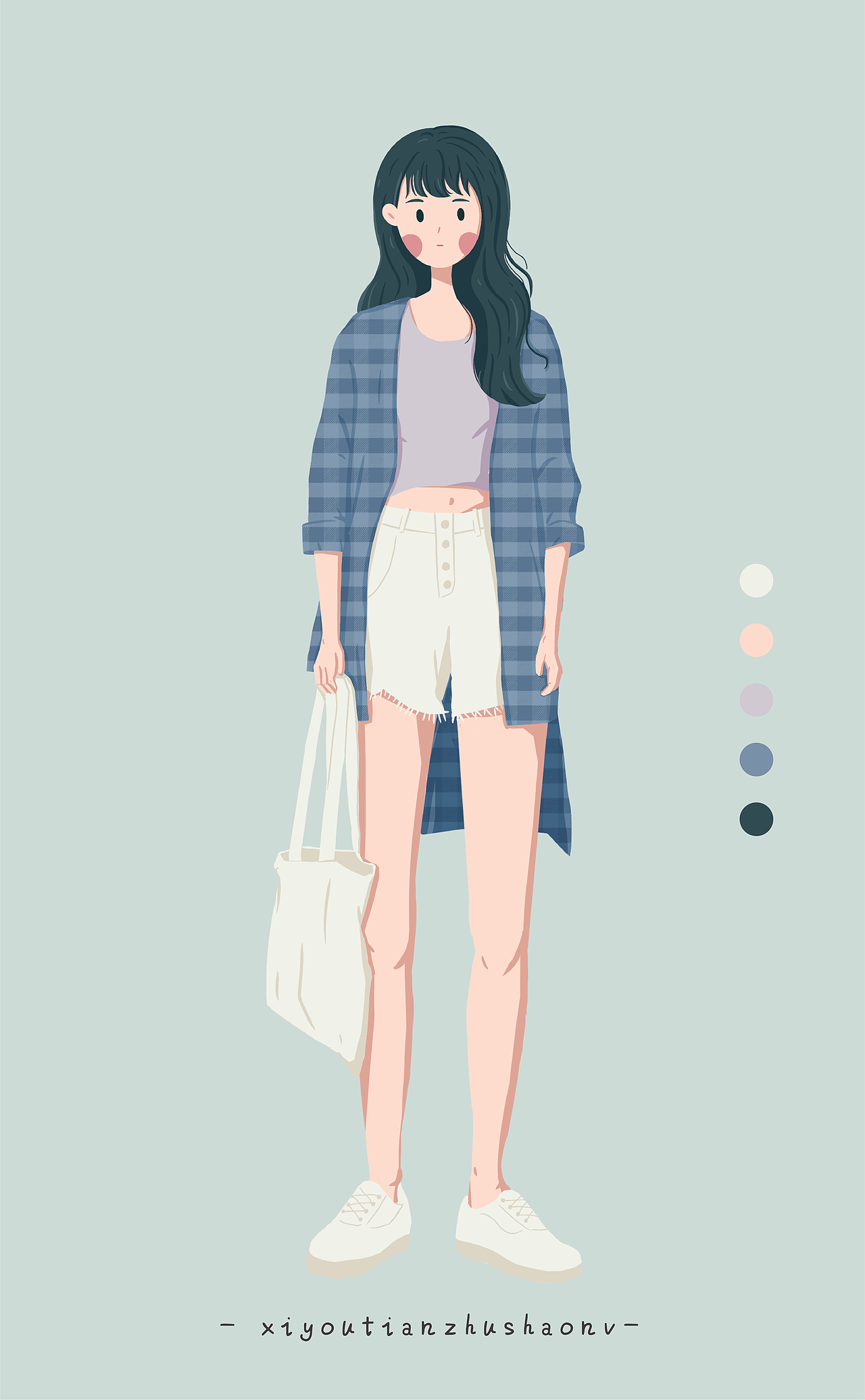 时尚穿搭女生系列插画练习清新