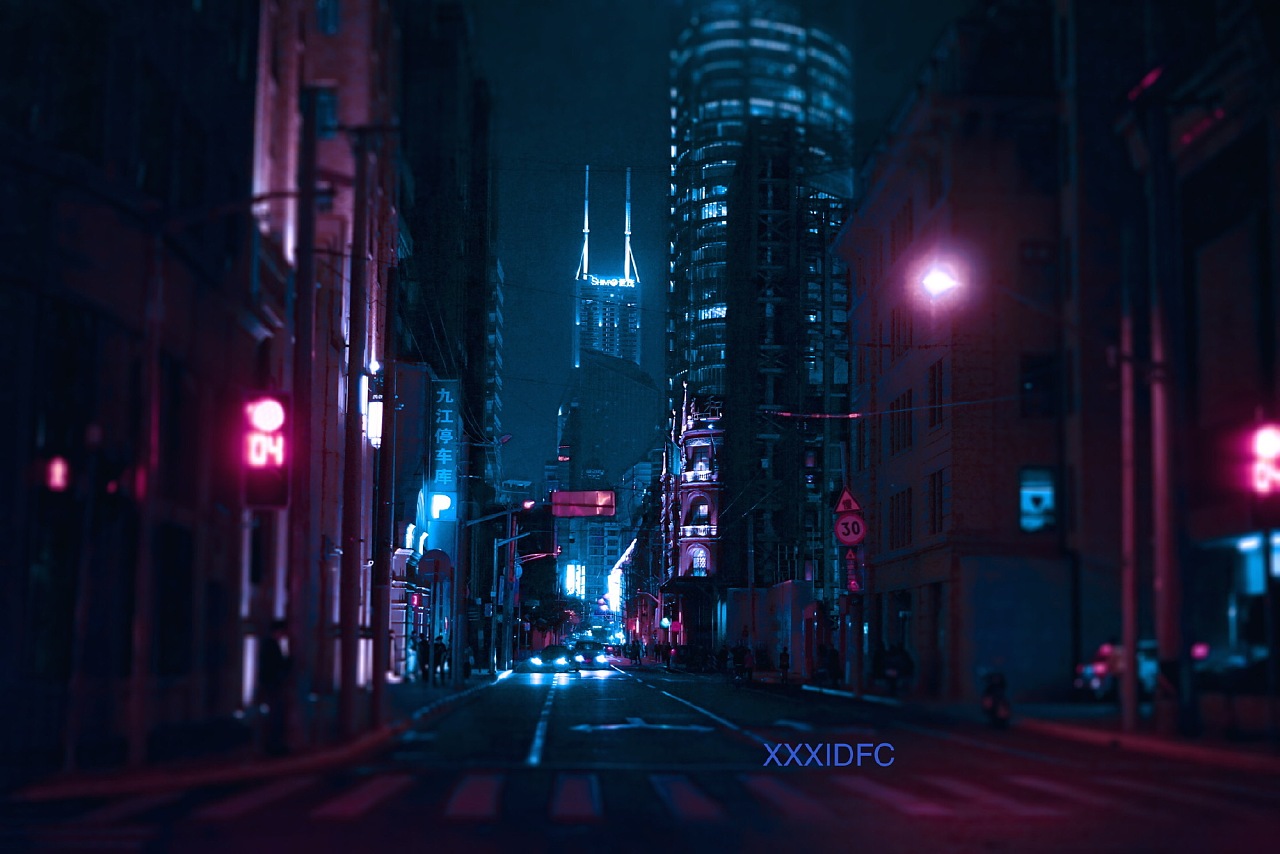 赛博朋克调色 城市摄影