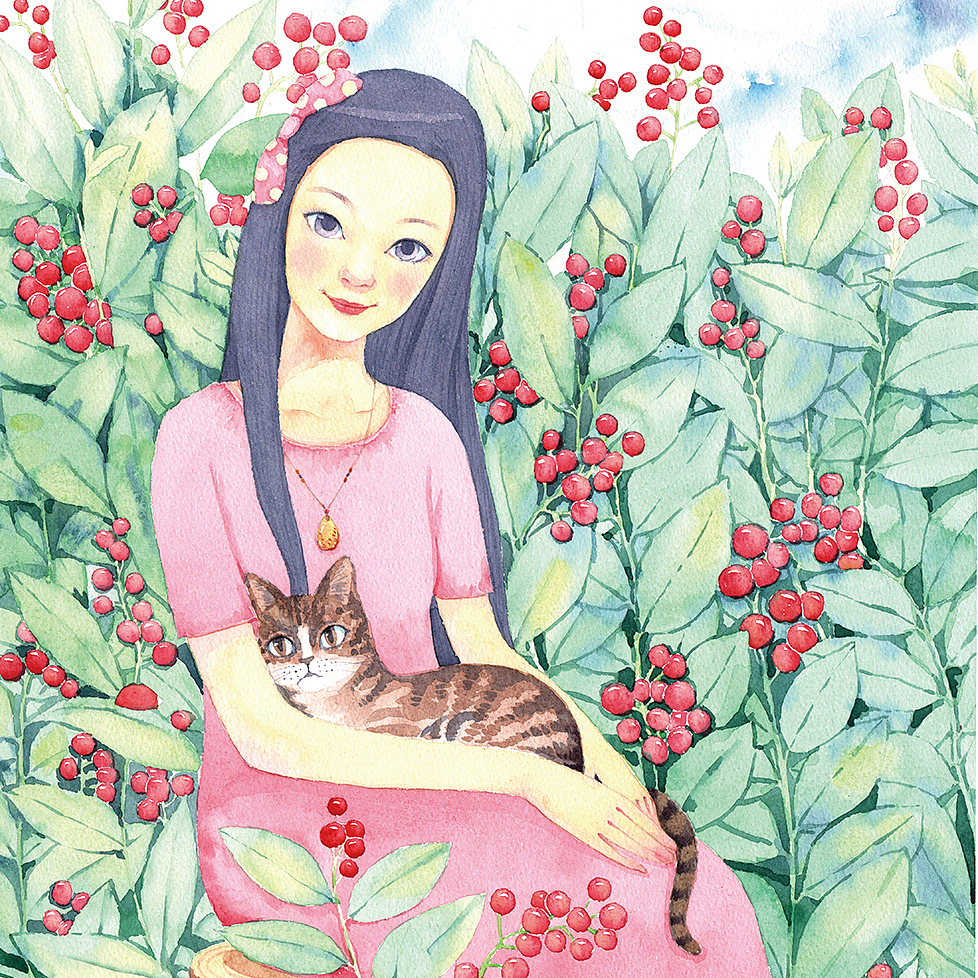 画儿晴天女神来了系列唯美人物水彩画局部