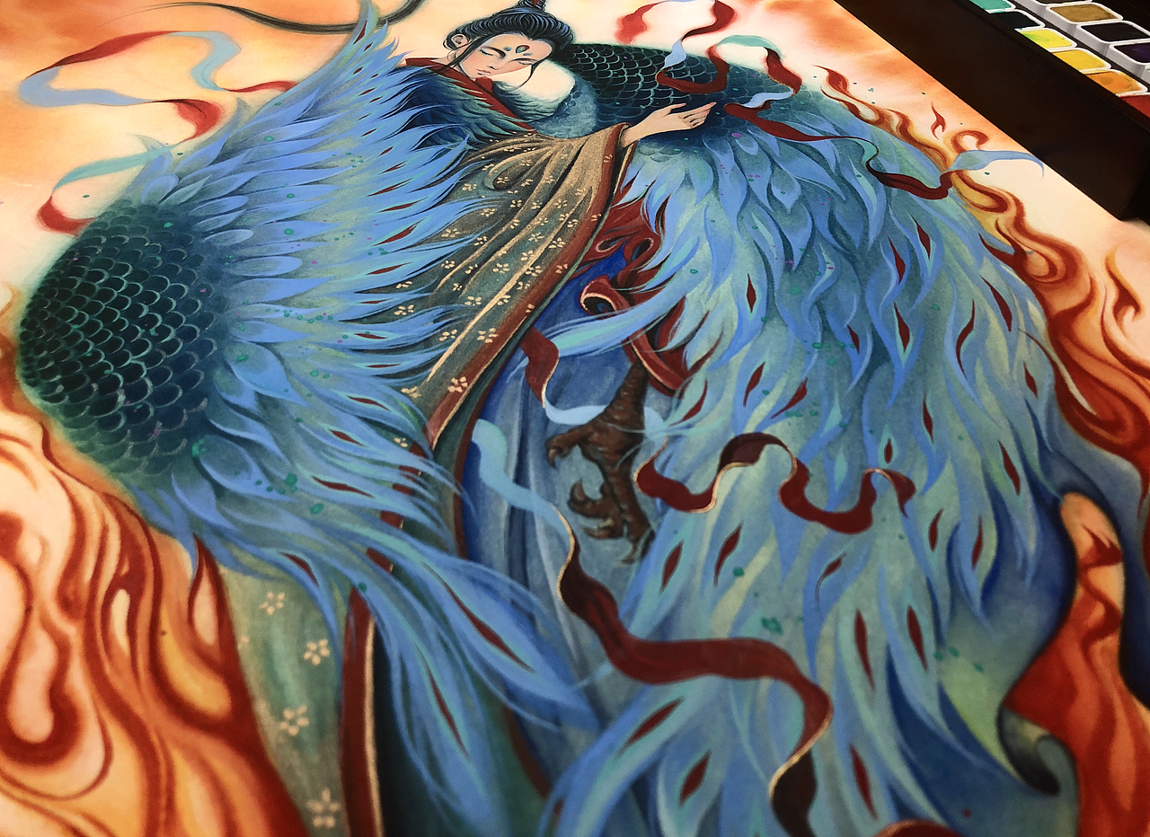 山海经系列之毕方（图ZMjY2MTU1OTY0） - 艺术插画 - 站酷设计师发芽MsFarrah原创素材 - 站酷ZCOOL
