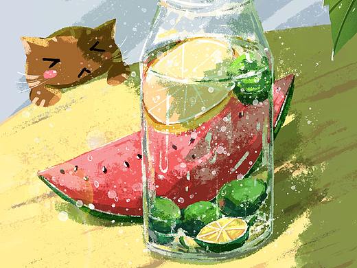 立夏-猫与西瓜柠檬水
