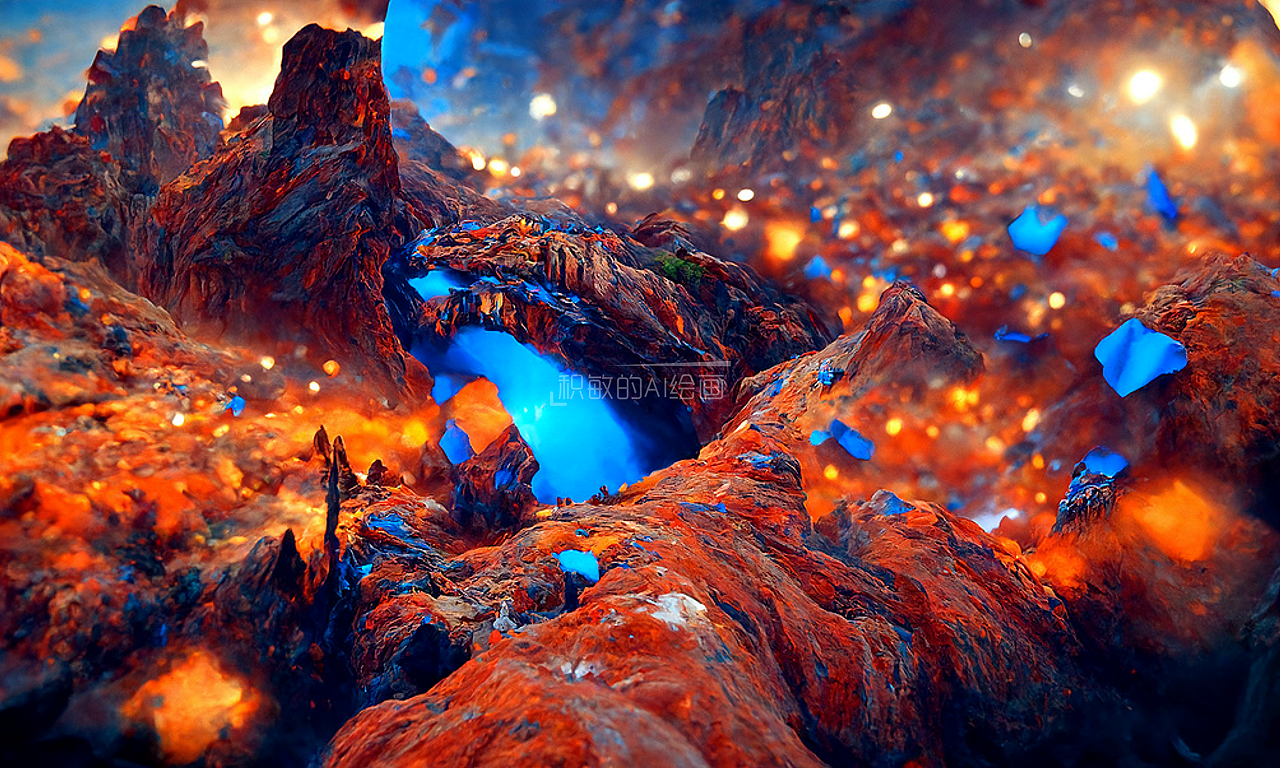 蓝色峡谷 AI人工智能绘画艺术