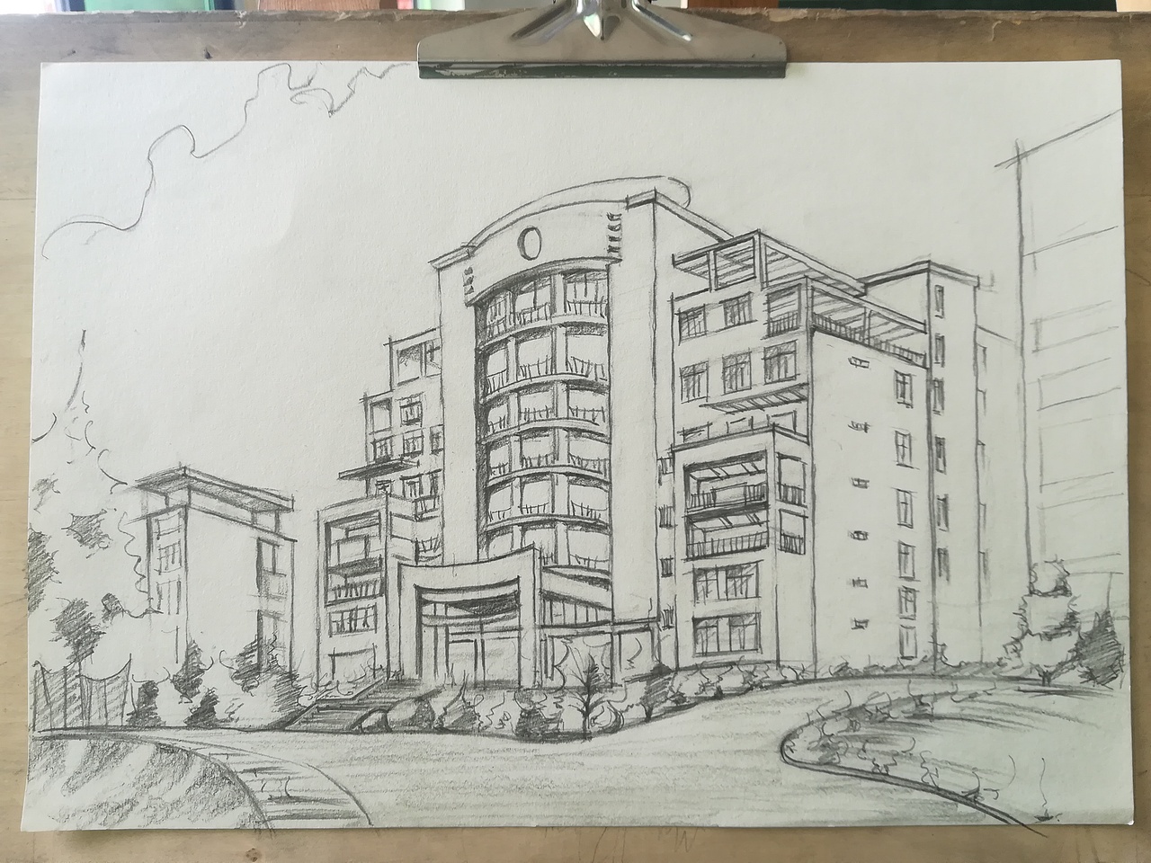 风景速写校园建筑写生