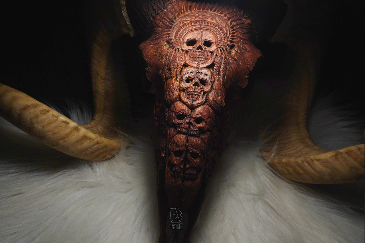 藏羊大羊头雕刻