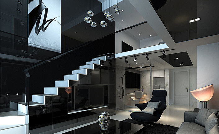 1号庄园别墅410平4层装修设计,别墅楼梯设计