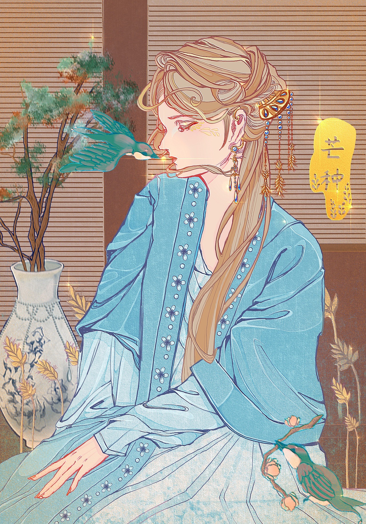 芒种  一个播种忙碌的节气 ,姑娘坐在凉爽的地板之上,似乎有风吹过