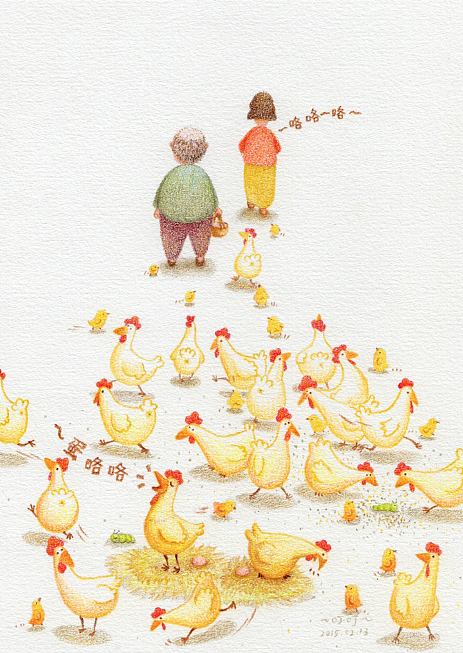 彩铅画《鸡骨汤爸爸的故事》(图ZMjU1MjU4MDA=) - 儿童插画 - 站酷设计师叮叮会画原创素材 - 站酷ZCOOL