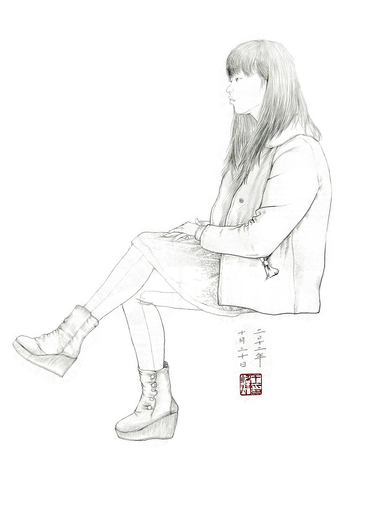 素描全身像|插画|像素画|啄木虫_原创作品-站酷zcool