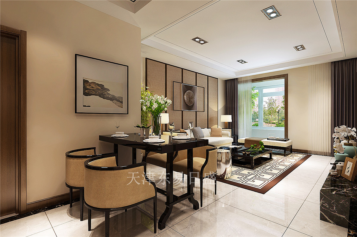 格调临泉新中式风格129平米客厅装修效果图