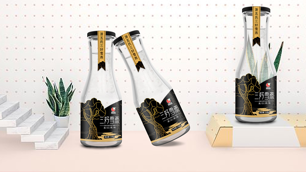 雪燕饮料包装玻璃瓶异形瓶贴设计