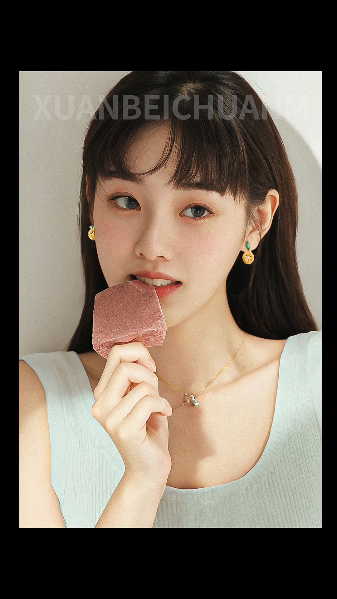 AI-写实生成橘子耳钉模特