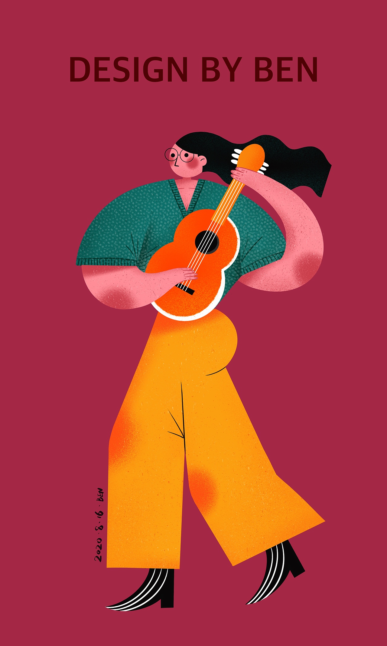 原创扁平插画人物-Cool girl（图ZMjIxODQxMDg4） - 商业插画 - 站酷设计师一只本原创素材 - 站酷ZCOOL