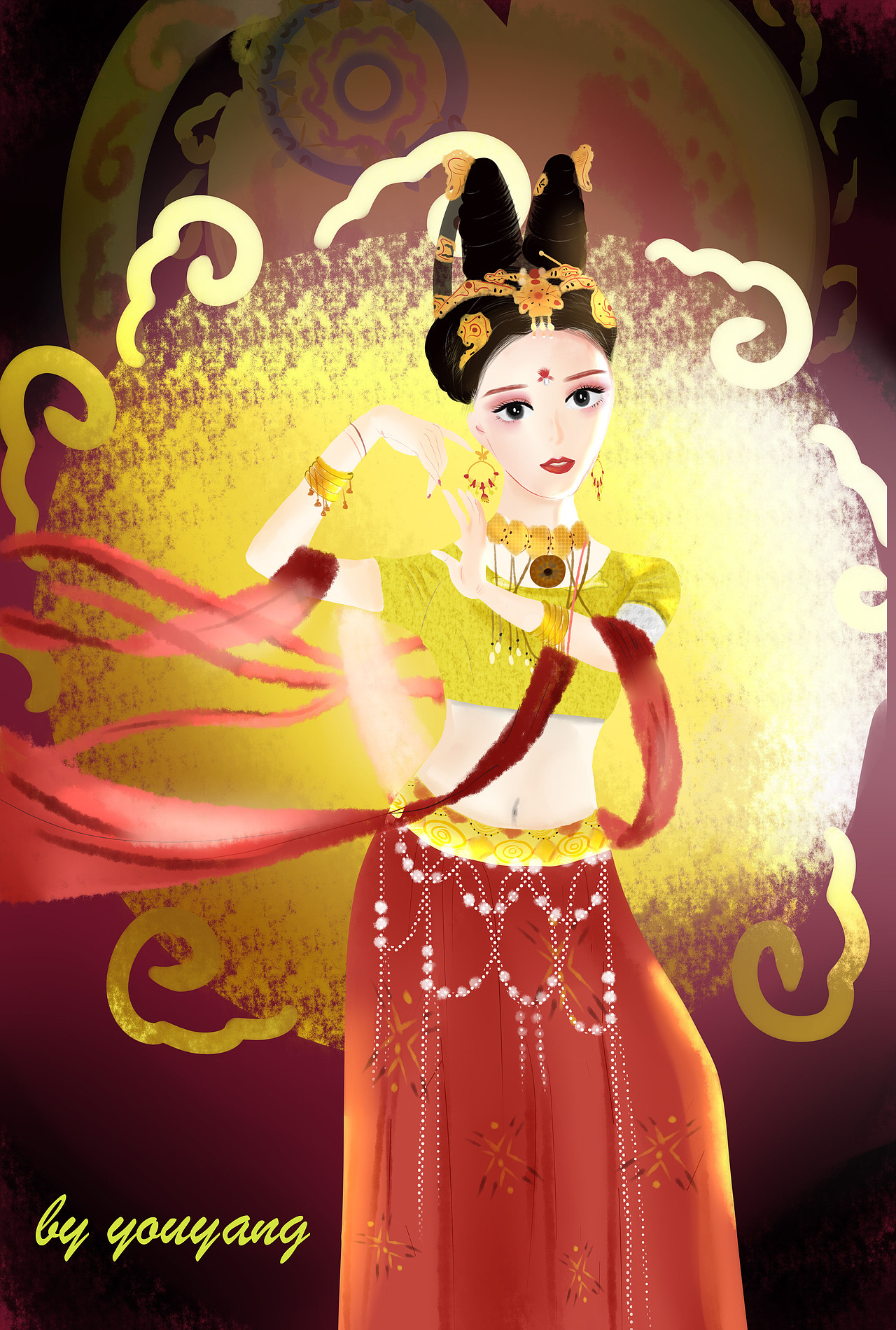 敦煌人物插画（图ZMjQxNzIzNzY4） - 创作习作 - 站酷设计师梦见羊原创素材 - 站酷ZCOOL