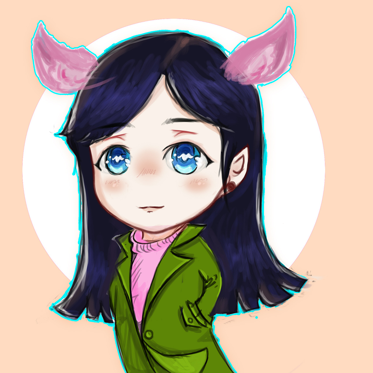 秋天 兔耳朵 美女 卡通