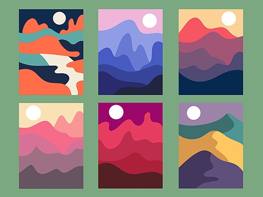 扁平色彩拼接装饰画