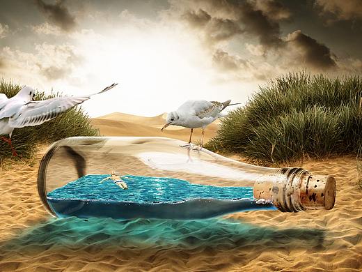 创意瓶子合成（个人主页-ZNDc3MzE3NDg=） - 海报 - 站酷设计师w王大拿原创素材 - 站酷ZCOOL