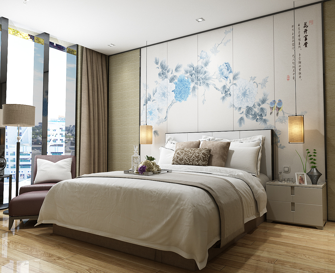 宾馆酒店客房硬包效果图