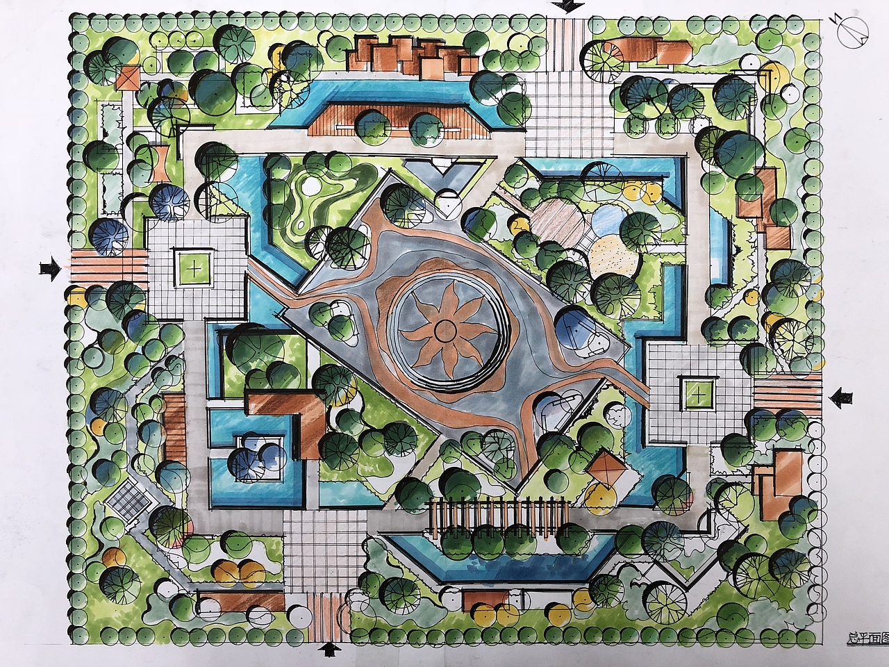 绿地公园方案手绘表现
