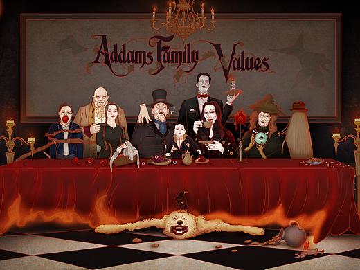 插画练习 亚当斯一家（个人主页-ZMjg1ODMzMjg=） - 创作习作 - 站酷设计师VV来了原创素材 - 站酷ZCOOL