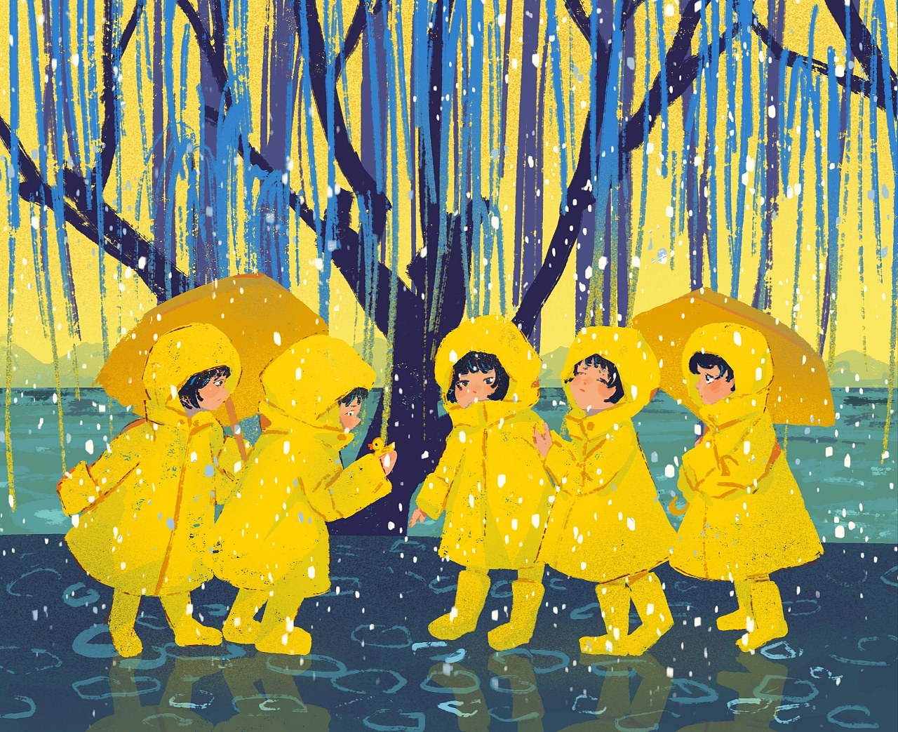 色调蓝黄系列|插画|创作习作|茶绿豆青 - 原创作品 - 站酷 (zcool)