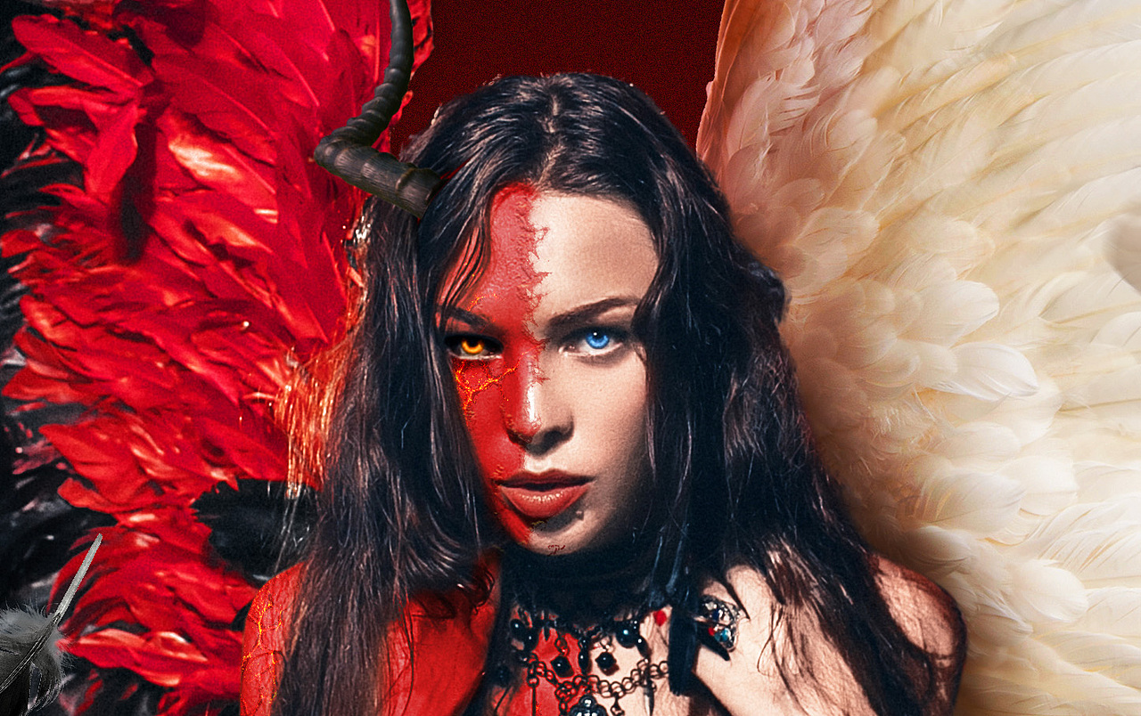 恶魔x天使合成（图ZMTY4MTY4MzUy） - 修图/后期 - 站酷设计师烟言YAN原创素材 - 站酷ZCOOL