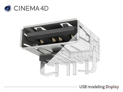 USB插口C4D高精度建模-可免费下载