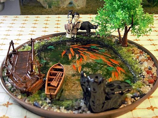 天仙配 大型茶台摆件树脂画工艺作品