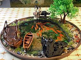 天仙配 大型茶台摆件树脂画工艺作品