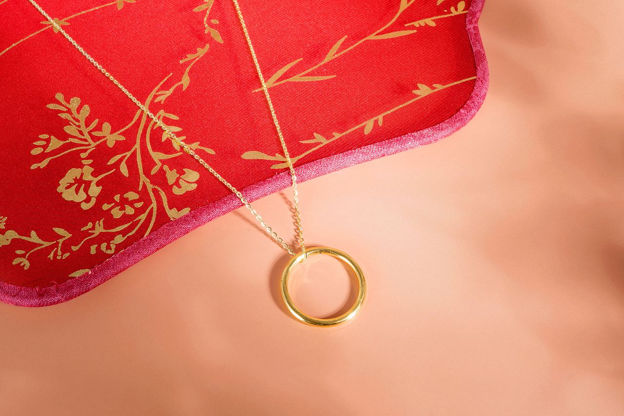 三生三世足金戒指项链场景图拍摄(9图)